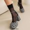 Square Toe Chunky Heels Platforms Plaids Ankle Buckle Straps Pumps - White Black
