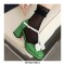Round Toe Beads Bow-tied Chunky Heels Lolita T Straps Dorsay Pumps - Green