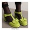 Round Toe Bowtied T Straps Chunky Heels Dorsay Pumps - Green