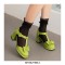 Round Toe Bowtied T Straps Chunky Heels Dorsay Pumps - Green