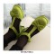 Round Toe Bowtied T Straps Chunky Heels Dorsay Pumps - Green
