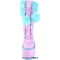 Round Toe Ankle Highs Platforms Cute Anime Double Color Lace Up Wedges Boots - Pink Blue Faux Leather
