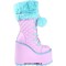 Round Toe Ankle Highs Platforms Cute Anime Double Color Lace Up Wedges Boots - Pink Blue Faux Leather