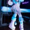 Round Toe Ankle Highs Platforms Cute Anime Double Color Lace Up Wedges Boots - Pink Blue Faux Leather