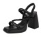 Peep Toe Block Chunky Heels Slingback Gladiator Slippers Sandals - Black
