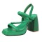 Peep Toe Block Chunky Heels Slingback Gladiator Slippers Sandals - Green