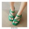 Peep Toe Block Chunky Heels Slingback Gladiator Slippers Sandals - Green