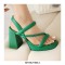 Peep Toe Block Chunky Heels Slingback Gladiator Slippers Sandals - Green