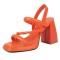 Peep Toe Block Chunky Heels Slingback Gladiator Slippers Sandals - Orange
