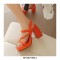 Peep Toe Block Chunky Heels Slingback Gladiator Slippers Sandals - Orange