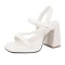 Peep Toe Block Chunky Heels Slingback Gladiator Slippers Sandals - White