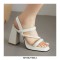 Peep Toe Block Chunky Heels Slingback Gladiator Slippers Sandals - White
