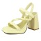 Peep Toe Block Chunky Heels Slingback Gladiator Slippers Sandals - Yellow
