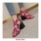 Peep Toe Back Zipper Chunky Heels Snake Print Roman Summer Sandals - Rose Red