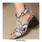 Peep Toe Back Zipper Chunky Heels Snake Print Roman Summer Sandals - White