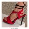 Peep Toe Ankle Buckle TStraps Gladiator Stiletto Heels Summer Sandals Pumps - Red