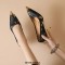 Pointed Toe Stiletto Heels Horsehairs Luxury Pumps - Black