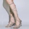 Square Open Toe Rhinestones Lace Up Strange Elegant Heels Gladiator Lace Up Sandals - Silver Faux Leather