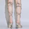 Square Open Toe Rhinestones Lace Up Strange Elegant Heels Gladiator Lace Up Sandals - Silver Faux Leather