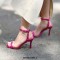 Square Toe Stiletto Heels Ankle Buckle Straps Sandals - Hot Pink