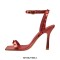 Square Toe Stiletto Heels Ankle Buckle Straps Sandals - Red