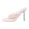 Square Open Toe Stiletto Transparent Heels Sherpa Flip Flops Sandals Slippers - LightPink Faux Fur