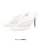 Square Open Toe Stiletto Transparent Heels Sherpa Flip Flops Sandals Slippers - White Faux Fur