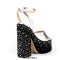 Peep Toe Crocodile Pattern Ankle Buckle Straps Chunky Heels Platforms Sandals