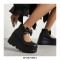 Round Toe Platforms Bow Decorated Back Zipper Ankle High Loafers Wedges - Black
