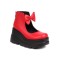 Round Toe Platforms Bow Decorated Back Zipper Ankle High Loafers Wedges - Red