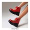 Round Toe Platforms Bow Decorated Back Zipper Ankle High Loafers Wedges - Red