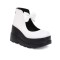 Round Toe Platforms Bow Decorated Back Zipper Ankle High Loafers Wedges - White