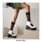 Round Toe Platforms Bow Decorated Back Zipper Ankle High Loafers Wedges - White