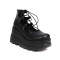 Round Toe Platforms College Style Lolita Lace Up Loafers Wedges - Black