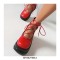 Round Toe Platforms College Style Lolita Lace Up Loafers Wedges - Red