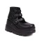 Round Toe Platforms Mary Janes Ankle High Loafers Wedges - Black