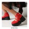 Round Toe Platforms Mary Janes Ankle High Loafers Wedges - Red