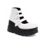 Round Toe Platforms Mary Janes Ankle High Loafers Wedges - White