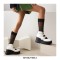 Round Toe Platforms Mary Janes Ankle High Loafers Wedges - White