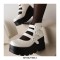 Round Toe Platforms Mary Janes Ankle High Loafers Wedges - White