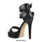 Peep Toe Stiletto Heels Ankle Buckle Double Straps Platforms Sandals - Black