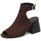 Peep Toe Ankle Buckle Straps Chunky Heels Spring Summer Sandals Boots - Auburn