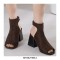 Peep Toe Ankle Buckle Straps Chunky Heels Spring Summer Sandals Boots - Auburn