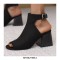 Peep Toe Ankle Buckle Straps Chunky Heels Spring Summer Sandals Boots - Black