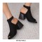 Peep Toe Ankle Buckle Straps Chunky Heels Spring Summer Sandals Boots - Black