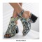 Peep Toe Ankle Buckle Straps Chunky Heels Spring Summer Sandals Boots - Blue