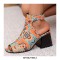 Peep Toe Ankle Buckle Straps Chunky Heels Spring Summer Sandals Boots - Orange