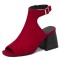 Peep Toe Ankle Buckle Straps Chunky Heels Spring Summer Sandals Boots - Red