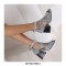 Peep Toe Ankle Buckle Straps Chunky Heels Back Zipper Greek Summer Sandals - Blue