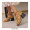 Peep Toe Ankle Buckle Straps Chunky Heels Back Zipper Greek Summer Sandals - Yellow